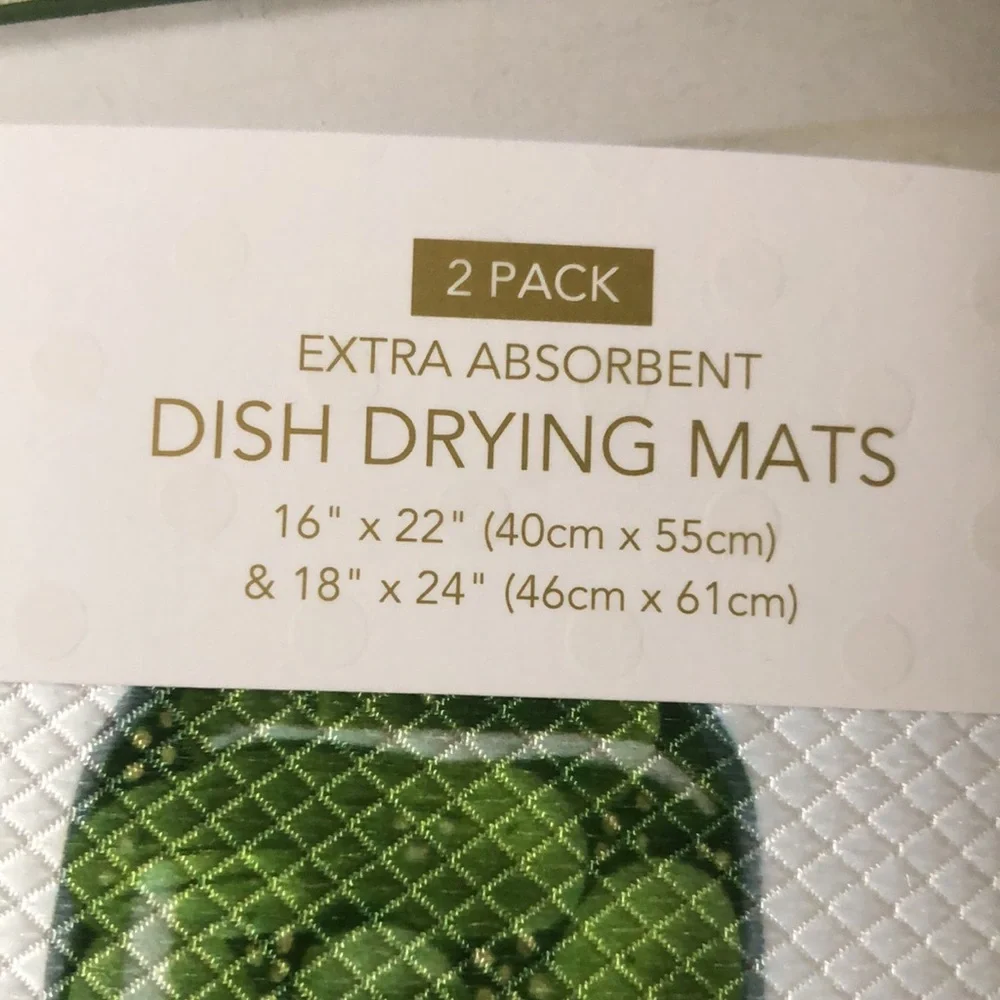 Isaac Mizrahi White Dish Drying Mats with Pickle Jar Print